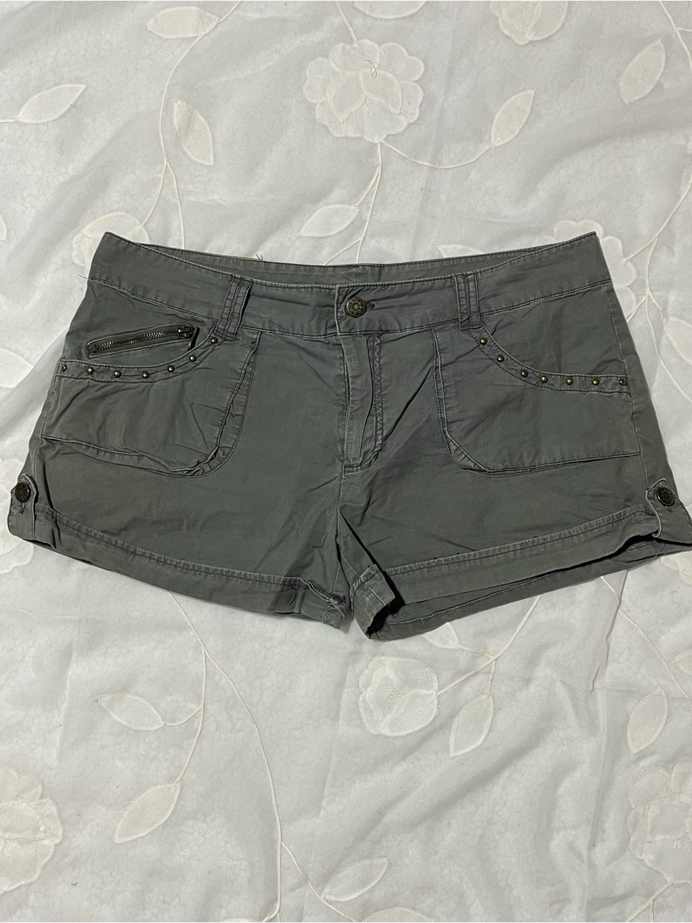Dollhouse Olive Gray Studded Shorts